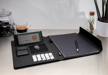 Logo trade promotional products picture of: Fiko 5W wireless charging portfolio A4 with powerbank